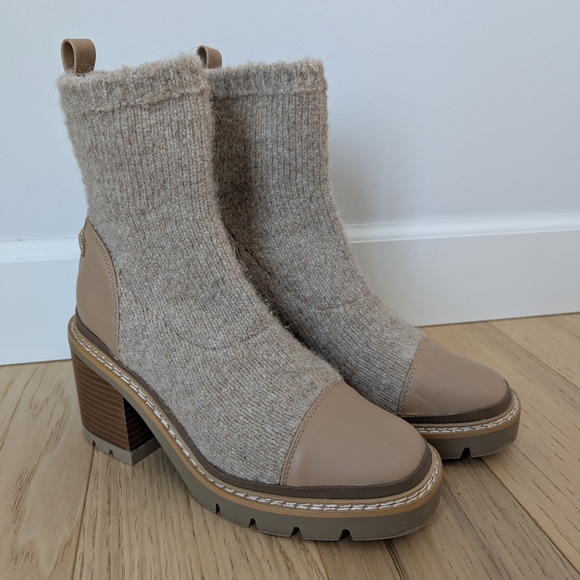 Sam Edelman Shoes - Sam Edelman Rozanna Knit Bootie Mixed-Media Lug Sole Heel